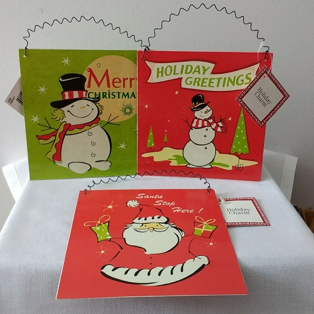 Festive Trio Of Decorative Holdiday Signs